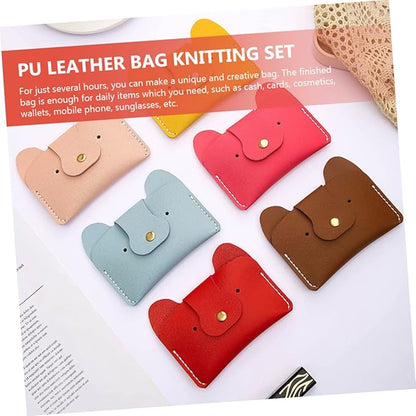 VOSAREA DIY Pu Dog Coin Purse Kit Simple Animal Cardholder Sewing Supplies for Beginners Craft Women and Girls