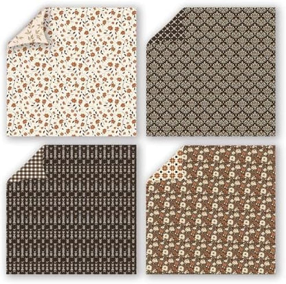 Gingham Scrapbook Paper 12x12 Coffee,24 Sheets Double-Sided Bohemian Floral Patterned CardStock Paper Pad Boho Tone Decorative Craft Papers for Holiday Cardmaking DIY Origami Papers. - Image 5