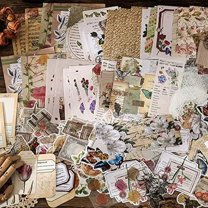 BLEDS 400PCS Vintage Journaling Supplies Scrapbook Paper Stamp Stickers - Image 3