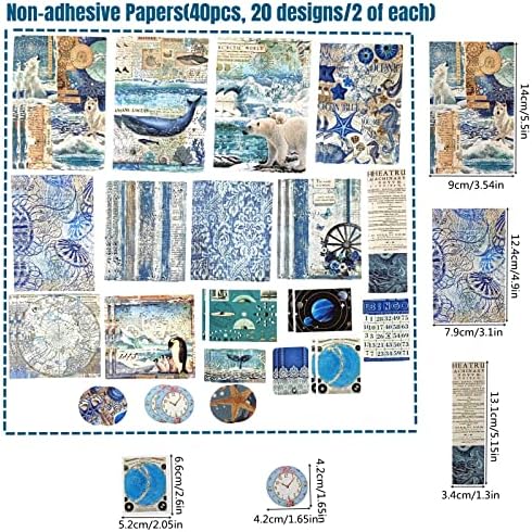 Esweny 100 PCS Vintage Ephemera Pack Journaling Scrapbooking Supplies Scrapbook Sticker Paper Kit for Junk Journal Planners Collage Craft Notebooks Decoupage Album (Ocean) - Image 3