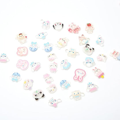 60pcs Slime Charms Cute Set for Crafts, Resin Set Ornament Scrapbooking, 3D Flatback Cute Embellishments for Scrapbook and Mini Decorations (White)