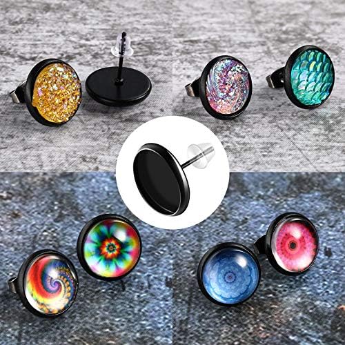 Hicarer 300 Pcs Earring Posts, Black with Black and Clear - Image 5