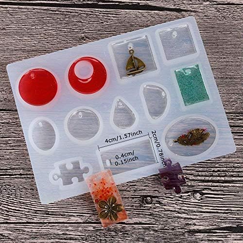Clear UV Resin Odor Free 500g + 4 Silicone Molds for Earrings Pendants Necklaces DIY + 12 Glitter Powder Holo Sequins 12 Glassine, Resin Crafting Jewelry Making Kit - Image 6