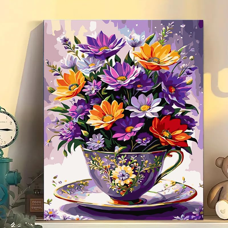 Arttoplus Flowers Paint by Numbers Kit for Adults Beginner 16x20 inch - Image 3