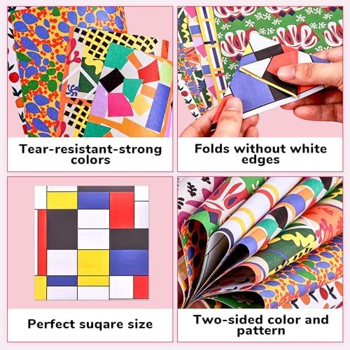 JoyCat Modern Art Patterned Origami Paper, 50 Double-Sided Sheets, 6x6 Inch - Image 3