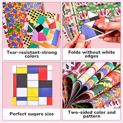 JoyCat Modern Art Patterned Origami Paper, 50 Double-Sided Sheets, 6x6 Inch - Image 3