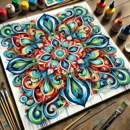 ColourMost's Original Paint by Numbers Kits-Serenity Mandalas #03 (16"x16" / 40x40cm) Includes Paints, Canvas, and Brushes, Perfect for Beginners and Advanced Painters (Unframed Canvas) - Image 3