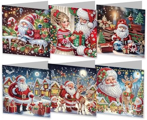 DIY Diamond Greeting Cards Set Christmas, 5D DIY Diamond Art Painting Greeting Card, DIY Christmas Card Making Kits for Family Friends Handmade Gift-#07-2 Set - Image 2