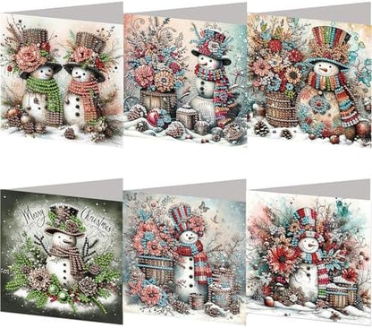 jinglinhh 6pcs Diamond Art Painting Christmas Snowman Flower Bucket Greeting Cards with Envelopes, DIY Card Making Kits for Adults, Diamond Art Postcards Christmas Cards Craft Gifts by Unknown