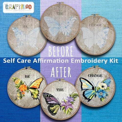 Butterflies Embroidery Kits for Adults - Stamped Beginner Hand Embroidery - Image 2