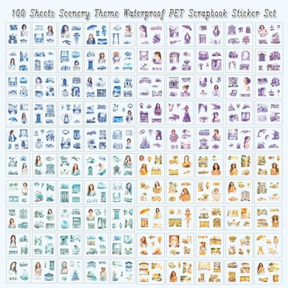 428Pcs Summer Scrapbook Stickers for Scrapbooking Supplies, 100 Sheets Transparent PET Scenery Journal Stickers for Journaling, Junk Journal, Scrap Book, Card Making, Collage, DIY Crafts Arts - Image 6