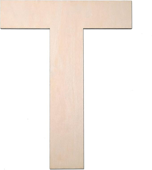 12 Inch Wooden Letter T, 1/4 Inch Thick Large Unfinished Wood Letter for DIY Crafts Home Wall Decor