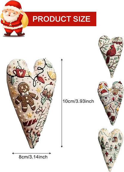 4 PCS Christmas Ornament Embroidery Kits,DIY Heart Shaped Hand Christmas Tree Embroidered Ornament,Nativity Cross Stitch Kit for Winter Pattern Embroidery Decoration,Holiday Hanging Home Decor Gift