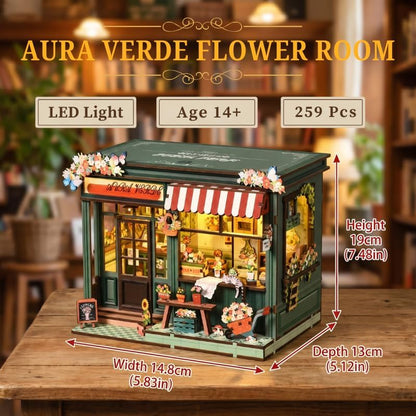 DIY Book Nook Kits for Adults, Book Nook Decor with Led Light, Miniature House Kit, 3d Wooden Puzzle Books Nooks Cats Garden Coffee Shop, Mini Dollhouse Kit for Bookshelf, Adult Craft Kits Gift - Image 3