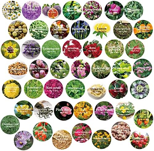 SACATR Dried Flowers, 50 Bags 100% Natural Dried Herbs Kit for Soap Making, Candle, Resin Jewelry Making, Bath, Nail - Include Rose Petals, Rosebuds, Lilium, Jasmine, Don't Forget Me and More - Image 2