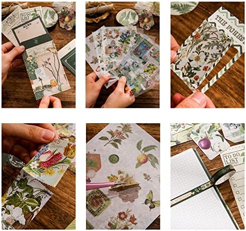 Scrapbooking Supplies Kit, Vintage Botanical Aesthetic Scrapbook Kit for Bullet Junk Journal, Stationery, A6 Grid Notebook, Flower DIY Journaling Supplies, Birthday Craft Gift for Teen Girl Women - Image 3
