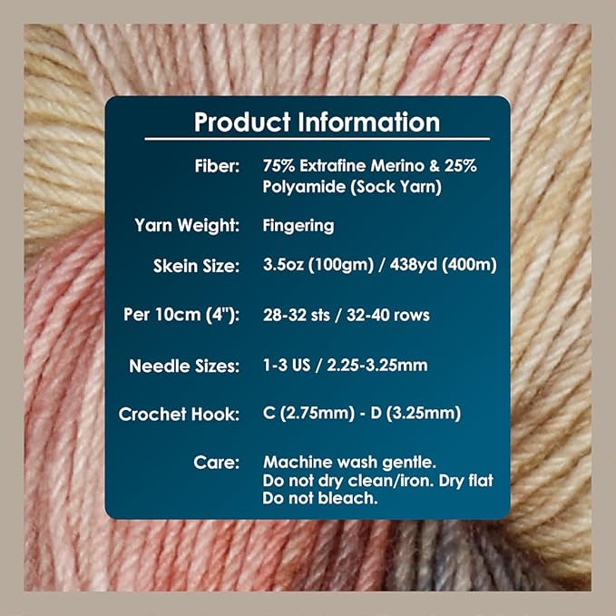 KnitPro Symfonie Hand Dyed Yarn | Extra Fine Merino Wool & Polyamide Blend for Knitting & Crocheting, Fingering Weight, Oeko-TEX Certified 400m, 100g Skein | Terra Variegated Moonlit Glow