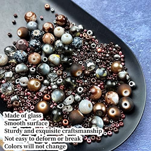 Assorted Glass Resin Beads Multi Size Colors Smooth Cracked Gravel Millet Spacer Beads for Bracelets Necklace Earring DIY Jewelry Making Craft(Deep Amber Series) - Image 4