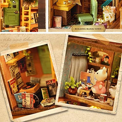 Mini 3D Wooden Doll House Craft Model with LED,DIY Miniature and Furniture Dollhouse Kit,Creative Room Idea for Valentine's Day Birthday Gift (Ava's Workshop) - Image 3