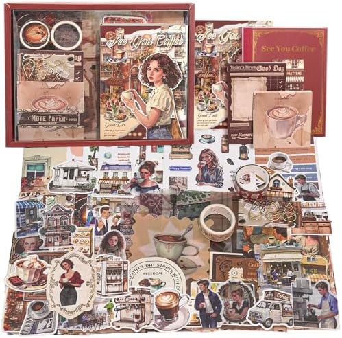 Holiday Scrapbooking Supplies Kit, A6 Notebook, Vintage Junk Journaling Kit by Aromoty