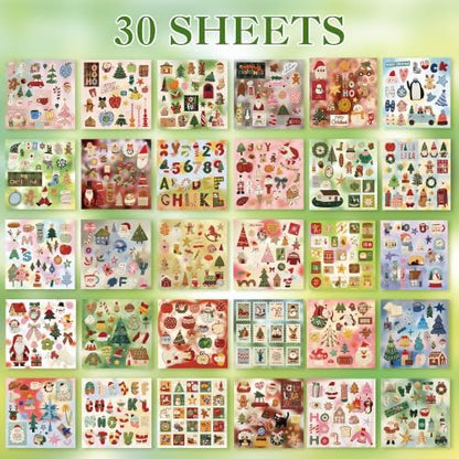 600+ PCS Cute Christmas Scrapbook Sticker Book, Holiday Decor & Ins Little Object Theme Stickers, Art Scrapbook Supplies for Adults Teens Women Girls Junk Journaling Planner Crafts - Image 2