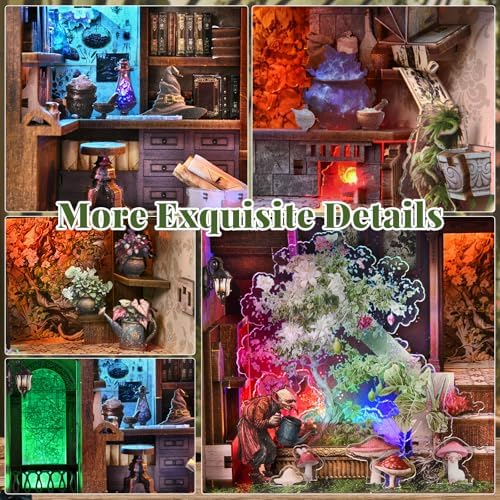 MiniCity Potion-Making Book Nook Kit, 3D Wooden Bookshelf Puzzle with LED - Image 3