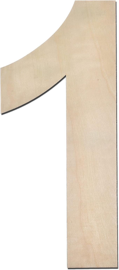 12 Inch Wooden Number 1, 1/4 Inch Thick Large Unfinished Wood Number for Home Wall Decor, DIY Crafts