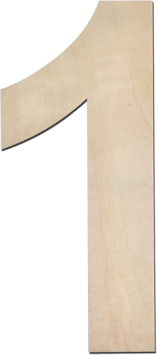 12 Inch Wooden Number 1, 1/4 Inch Thick Large Unfinished Wood Number for Home Wall Decor, DIY Crafts