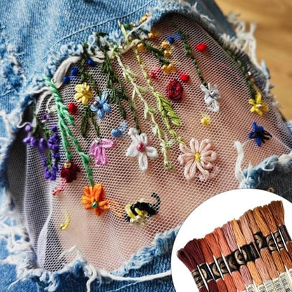 12 Skeins 105 Yards 6 Ply Embroidery Floss Colorful String Variegated Thread Friendship Bracelets Cord Dark Goldenrod Set Cross Stitch Threads for Sewing Jewelry Needlecraft Knitting Crafts - Image 6