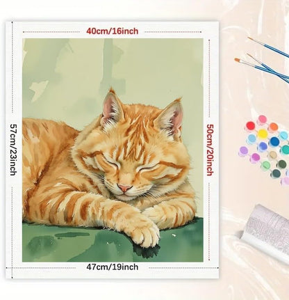 TAOPAOLAB Cat Paint by Numbers Kit for Adults - DIY Sleeping Orange Tabby Painting on Canvas 16x20In, Acrylic Paint Set, Suitable for Beginners, Animal Art for Home Decoration or Gifts - Image 2