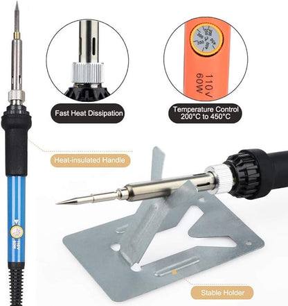 Wood Burning Kit, WoodBurning Tool Adjustable Temperature 200~450 ℃ Pyrography Kit for Adults Beginners (Bue)