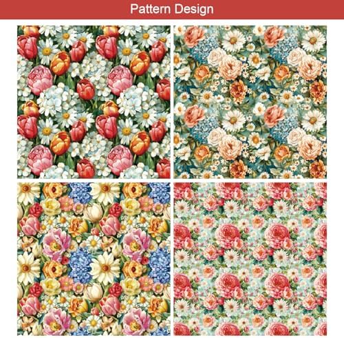 24 Sheets Blooming Flowers Pattern Paper, 6" x 6" Scrapbooking Supplies Decorative Craft Paper for DIY Card Making Photo Album Junk Journal Décor - Image 6