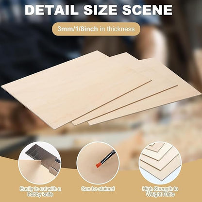 24 Pack Basswood Sheets 12 x 18 x 1/8 Inch - 3mm Unfinished Basswood for Laser Cutting & Engraving, Thin Plywood Board Unfinished Wood Sheet for Crafts Wood Burining, Painting, Architectural Model