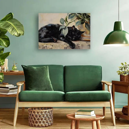 Canrichshop Sleeping Cat Paint by Number Kit for Adults,DIY Black Cat Acrylic Painting Kit Without Frame,Easy Adult Paint-by-Number Kits on Canvas Decor 16x20inch - Image 2