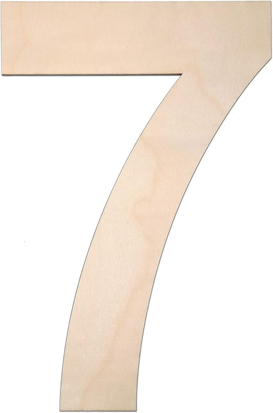 12 Inch Wooden Number 7, 1/4 Inch Thick Large Unfinished Wood Letter for DIY Crafts Home Wall Decor