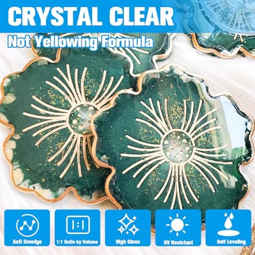 Teexpert Fast Cure Epoxy Resin: 4 Hours Demold 128OZ Bubble-Free & Anti-Yellowing Crystal Clear Art Resin Kit for Wood Casting/Table Top/Jewelry Making,Self-Leveling Resina for Beginners and Artis - Image 4