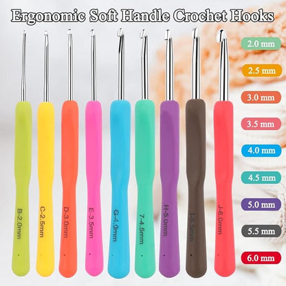 Coopay Crochet Kit for Beginners, 50PCS Crochet Starter Kit with Small Ergonomic Crochet Hooks, Crochet Storage Bag, Crochet Acrylic Yarn, Crochet Supplies - Learn to Crochet Complete Crochet Kit