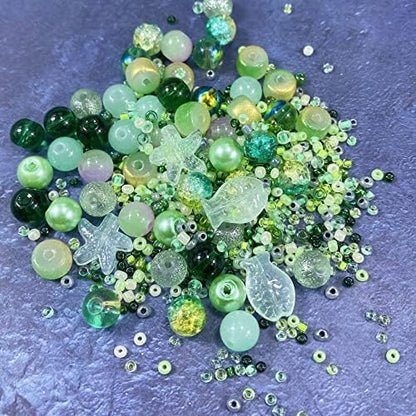 Assorted Glass Resin Beads Multi Size Colors Smooth Cracked Gravel Millet Spacer Beads for Bracelets Necklace Earring DIY Jewelry Making Craft(Xizi Green Series) - Image 5