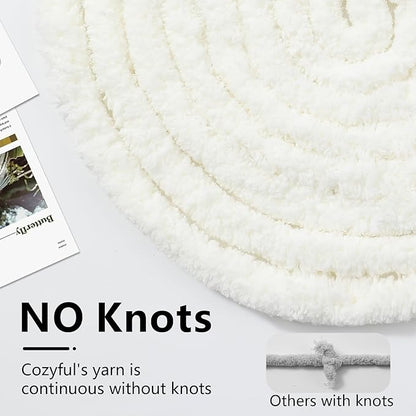 Chunky Yarn for Hand Knitting - #10 Chunky Chenille Yarn, Jumbo Big Thick Chunky Yarns for Crocheting, Super Bulky Chunky Knit Blanket Yarns, 8 Skein (25 yds 8 oz Each Skein), Cream