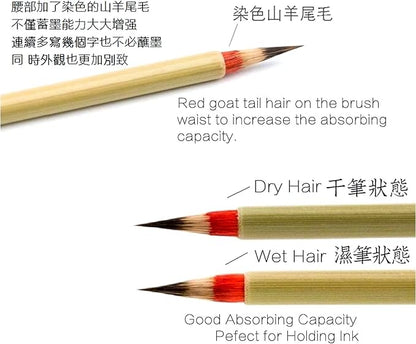 Qi Ming Wen Fang Professional Calligraphy brush, Xiaokai Chinese Brush for Small Regular Script, Chinese Calligraphy Brush, Weasel Hair Brush for Chinese or Japanese Kanji 1pc (QingSu Large 1pc)