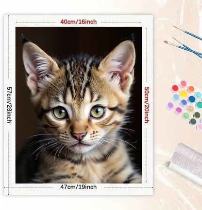 TAOPAOLAB Cat Portrait Paint by Numbers Kit for Adults - DIY Close-Up Bengal Kitten Face Painting on Canvas 16x20in, Acrylic Paint Set, Suitable for Beginners, Art for Home Decoration or Gifts - Image 2