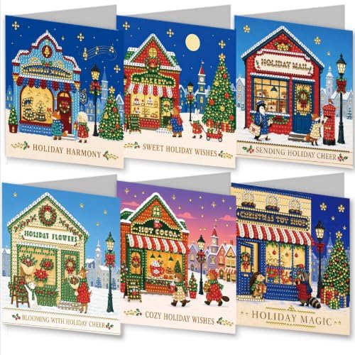 BAYUNOE 6Pcs Christmas Diamond Art Painting Greeting Card Kit with Envelope by BAYUNOESparkDiamondCraft