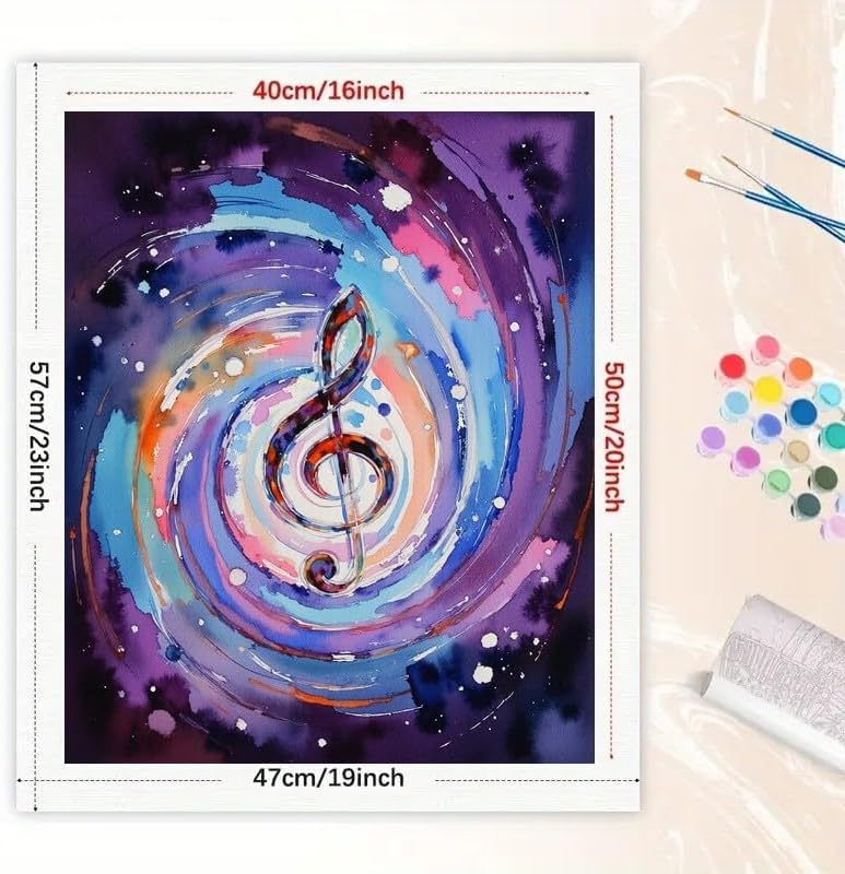 TAOPAOLAB Cosmic Music Paint by Numbers Kit for Adults - DIY Swirling Galaxy with Treble Clef Symbol Painting on Canvas 16x20In, Acrylic Paint Set, Suitable for Beginners, Art for Decoration or Gifts - Image 2