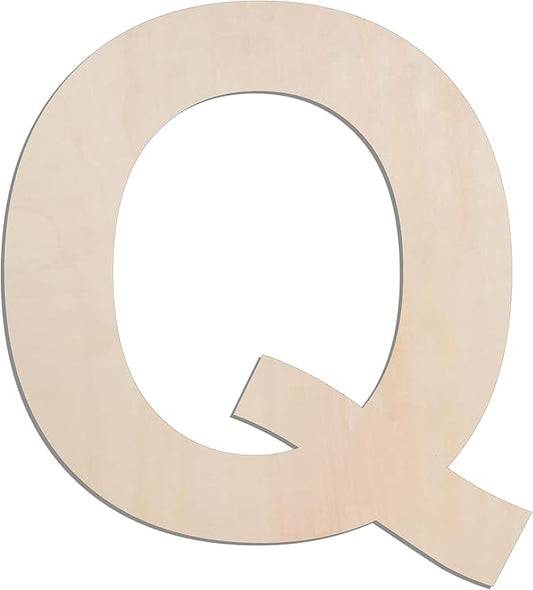 MGTECH 12 Inch Large Wooden Letter Q, 1/4 in Thick Big Wood Letter for Crafts and Wall Decor