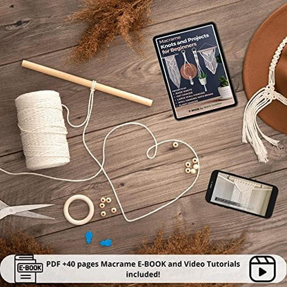 MIGO Creates DIY Macrame Kit for Beginners with 9 Macrame Projects Ebook, 115 Pcs Macrame Supplies & 220yd Cotton Yarn | Create Unique Bohemian Decor Craft Projects! Perfect DIY Crafts for Adults! - Image 4