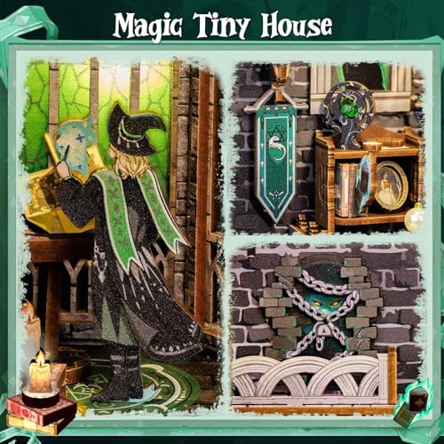 CUTEBEE Book Nook Kit - DIY Booknook Miniature House Tiny House 3D Wooden Puzzle Dollhouse Kit for Adults and Teens, Bookshelf Insert Decor, DIY Craft Gift Model Build (Darkness Common Room) - Image 5
