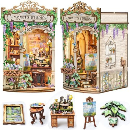 Book Nook Kit DIY Miniature House 3D Wooden Puzzle - Monet's Studio by Homedecorexpert