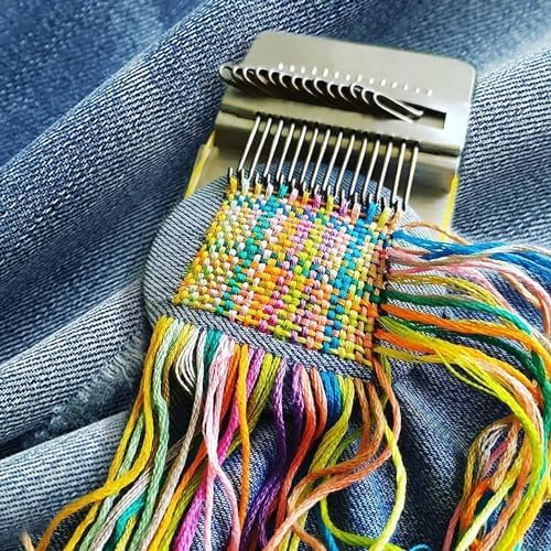 DGYJJZ Darning Loom Speedweve Type Weave Tool, 14 Hooks Convenient Small Weaving Loom Kit for Beginners Quickly Mending Jeans, Repair Holes, DIY Beautiful Weaving Arts on Clothes Socks - Image 5