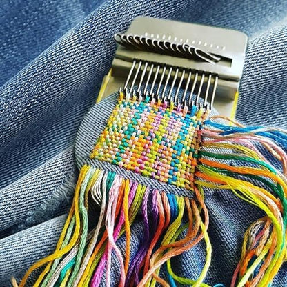 DGYJJZ Darning Loom Speedweve Type Weave Tool, 14 Hooks Convenient Small Weaving Loom Kit for Beginners Quickly Mending Jeans, Repair Holes, DIY Beautiful Weaving Arts on Clothes Socks - Image 5
