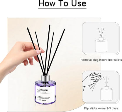 POWSHELF Reed Diffuser Set of 3 Pack,50ML Lavender Jasmine Gardenia Scented Oil Diffuser with 5 Sticks,Home Fragrance Reed Diffuser for Bedroom Bathroom Office (Lavender/Jasmine/Gardenia)
